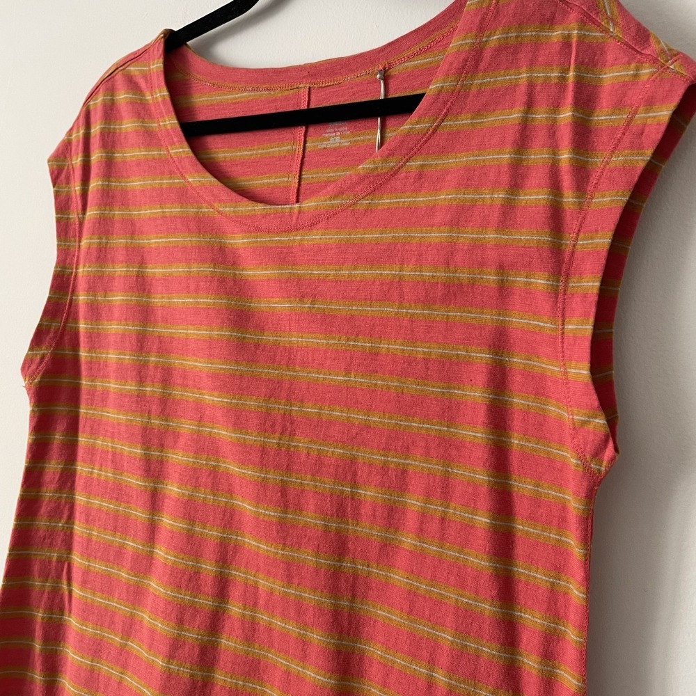 NWT Toad & Co Organic Cotton Hibiscus Striped Slub Tee Size S Cap Sleeve Outdoor - Picture 5 of 9